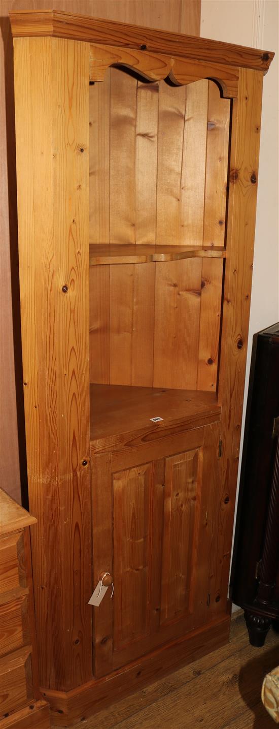 A pine corner cupboard, W.76cm